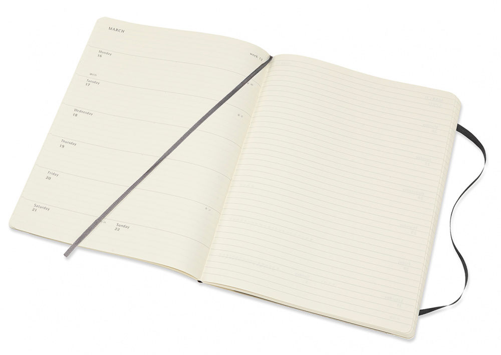 Еженедельник Moleskine CLASSIC SOFT WKNT XL 190х250мм 144стр. мягкая обложка черный